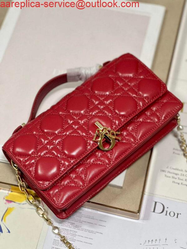 Replica Dior S0980 Mini Miss Dior Bag Latte Cannage Lambskin Red 6
