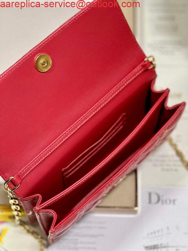 Replica Dior S0980 Mini Miss Dior Bag Latte Cannage Lambskin Red 7