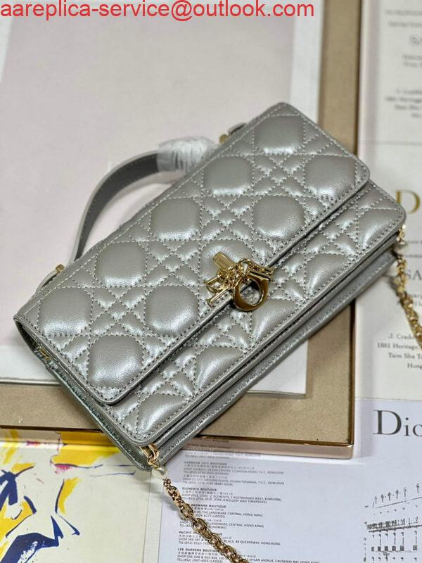 Replica Dior S0980 Mini Miss Dior Bag Latte Cannage Lambskin Gray 6