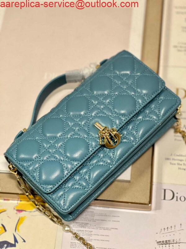 Replica Dior S0980 Mini Miss Dior Bag Latte Cannage Lambskin Blue 6