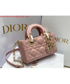 Replica Dior S0910 Small Lady D-joy Bag Pink Cannage Lambskin 2