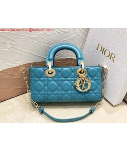 Replica Dior M0613 Small Lady D-joy Bag Blue Cannage Lambskin