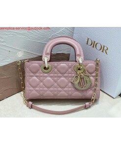 Replica Dior M0613 Small Lady D-joy Bag Pink Cannage Lambskin