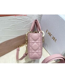 Replica Dior M0613 Small Lady D-joy Bag Pink Cannage Lambskin 2