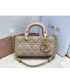 Replica Dior M0613 Small Lady D-joy Bag Sand Colored Cannage Lambskin
