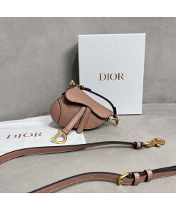 Replica Dior S5685 Micro Saddle Bag With Strap Scarlet Nude Goatskin