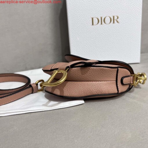 Replica Dior S5685 Micro Saddle Bag With Strap Scarlet Nude Goatskin 4