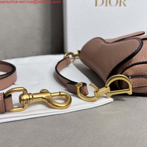 Replica Dior S5685 Micro Saddle Bag With Strap Scarlet Nude Goatskin 5