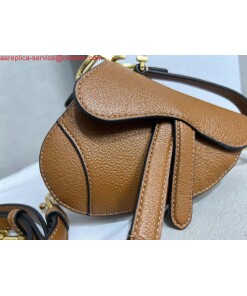 Replica Dior S5685 Micro Saddle Bag With Strap Scarlet Brown Goatskin 2