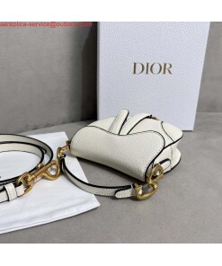 Replica Dior S5685 Micro Saddle Bag With Strap Scarlet White Goatskin 2