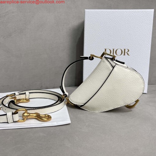 Replica Dior S5685 Micro Saddle Bag With Strap Scarlet White Goatskin 3