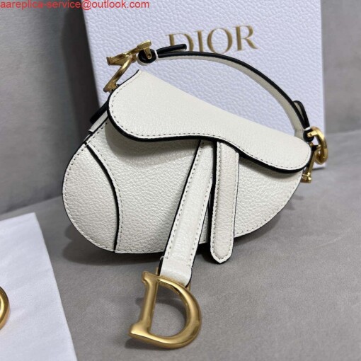 Replica Dior S5685 Micro Saddle Bag With Strap Scarlet White Goatskin 4