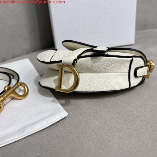 Replica Dior S5685 Micro Saddle Bag With Strap Scarlet White Goatskin 5