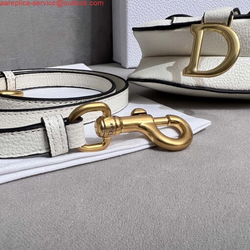 Replica Dior S5685 Micro Saddle Bag With Strap Scarlet White Goatskin 6