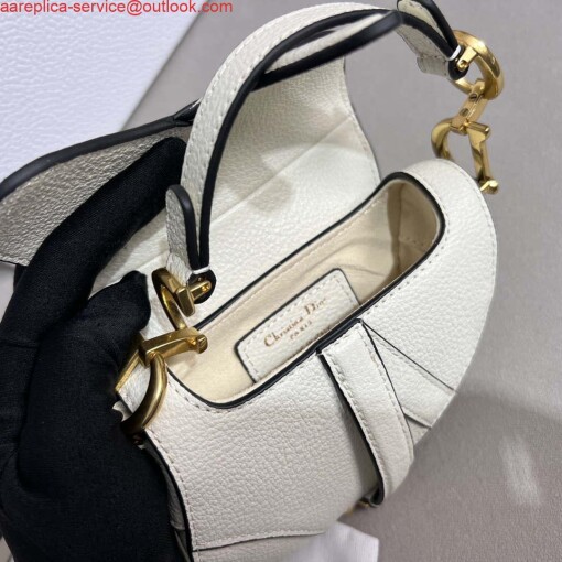 Replica Dior S5685 Micro Saddle Bag With Strap Scarlet White Goatskin 7
