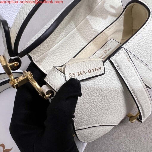 Replica Dior S5685 Micro Saddle Bag With Strap Scarlet White Goatskin 8