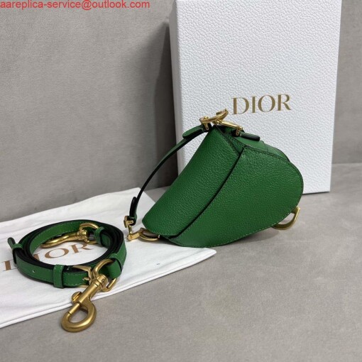 Replica Dior S5685 Micro Saddle Bag With Strap Scarlet Green Goatskin 3