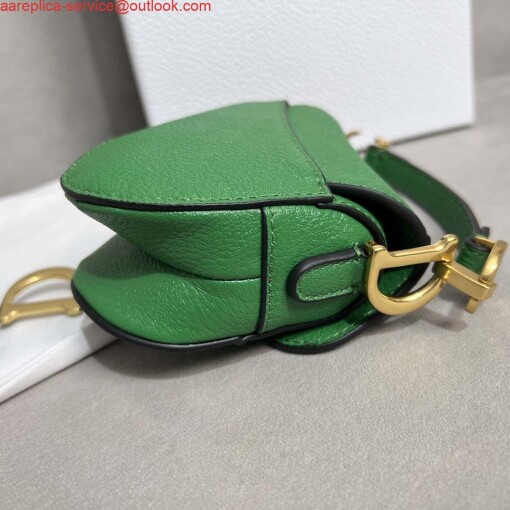 Replica Dior S5685 Micro Saddle Bag With Strap Scarlet Green Goatskin 4