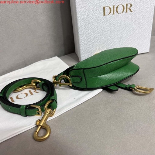Replica Dior S5685 Micro Saddle Bag With Strap Scarlet Green Goatskin 5