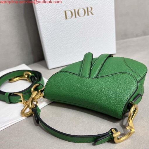 Replica Dior S5685 Micro Saddle Bag With Strap Scarlet Green Goatskin 6