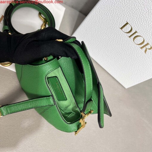 Replica Dior S5685 Micro Saddle Bag With Strap Scarlet Green Goatskin 7