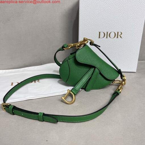 Replica Dior S5685 Micro Saddle Bag With Strap Scarlet Green Goatskin 9