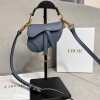 Replica Dior S5685 Micro Saddle Bag With Strap Scarlet Light Blue Goatskin