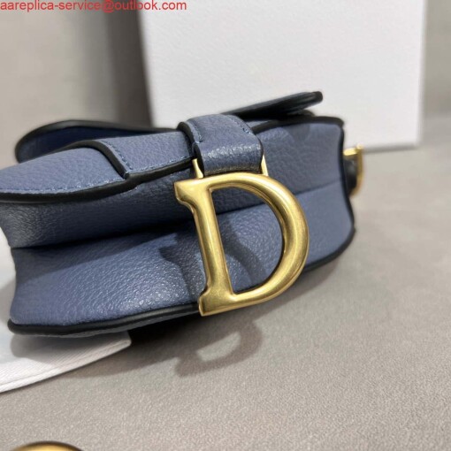 Replica Dior S5685 Micro Saddle Bag With Strap Scarlet Light Blue Goatskin 5