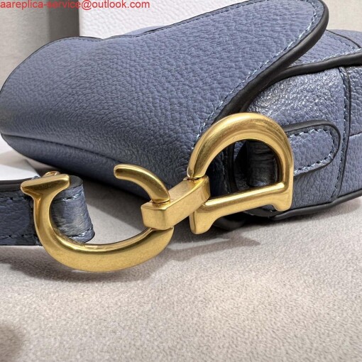 Replica Dior S5685 Micro Saddle Bag With Strap Scarlet Light Blue Goatskin 6