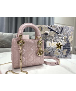 Replica Dior M0505 Mini Dior Lady Bag Pink Cannage lambskin Gold