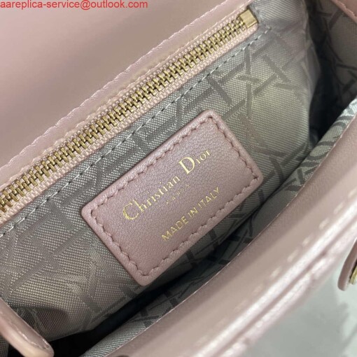 Replica Dior M0505 Mini Dior Lady Bag Pink Cannage lambskin Gold 7