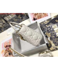 Replica Dior M0505 Mini Dior Lady Bag White Cannage lambskin Gold 2