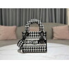 Replica Dior M0500 MINI Lady D-LITE Bag Black and White Houndstooth Embroidery