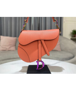 Replica Dior M0446 Dior Saddle Bag Orange Grained Calfskin Purple logo