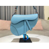 Replica Dior M0446 Dior Saddle Bag Light Blue Grained Calfskin Blue logo
