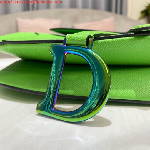 Replica Dior M0446 Dior Saddle Bag Green Grained Calfskin Blue logo 4