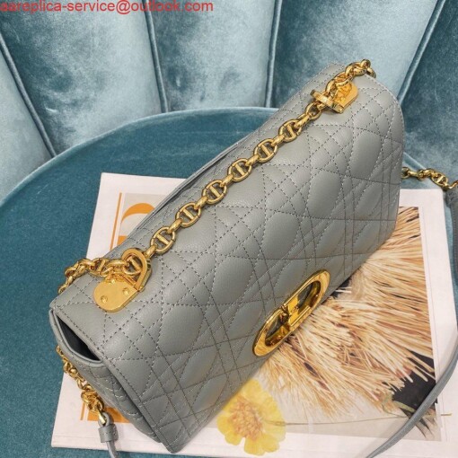 Replica Dior Medium Caro Bag Calfskin M9242 Gray 3