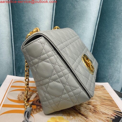 Replica Dior Medium Caro Bag Calfskin M9242 Gray 4