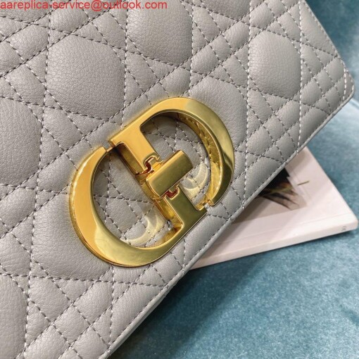 Replica Dior Medium Caro Bag Calfskin M9242 Gray 6