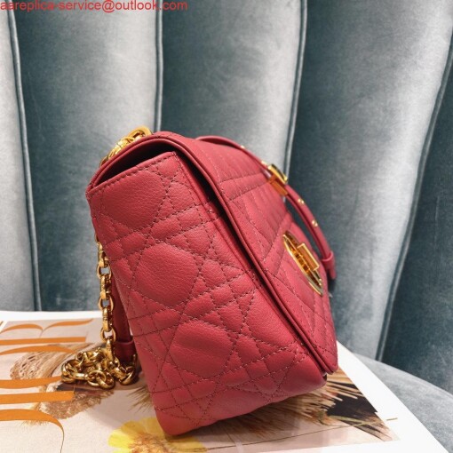 Replica Dior Medium Caro Bag Calfskin M9242 Red 3