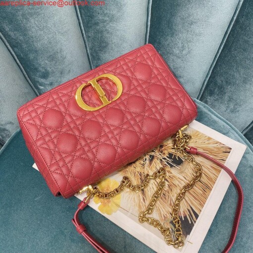 Replica Dior Medium Caro Bag Calfskin M9242 Red 4