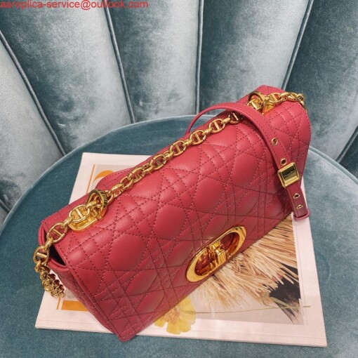 Replica Dior Medium Caro Bag Calfskin M9242 Red 6