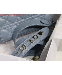 Replica Dior Small Lady My ABCDior Bag Lambskin M0538 logo blue 2