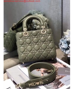Replica Dior Small Lady My ABCDior Bag Lambskin M0538 Green 2