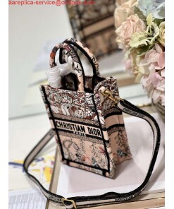 Replica Dior S5555 Mini Dior Book Tote Phone Bag Nude multicolor embroidery S1104 2