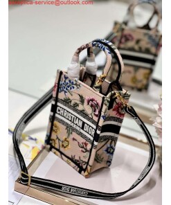 Replica Dior S5555 Mini Dior Book Tote Phone Bag Pink multicolor embroidery S1103 2