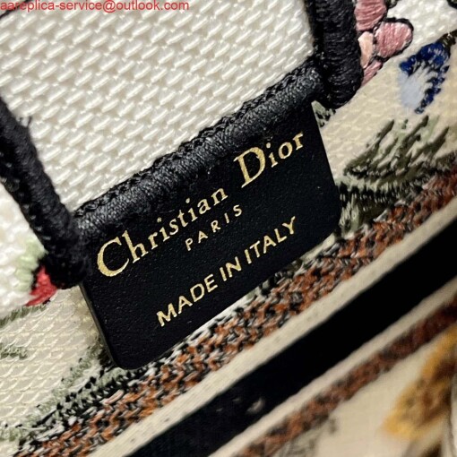 Replica Dior S5555 Mini Dior Book Tote Phone Bag White multicolor embroidery S1101 5