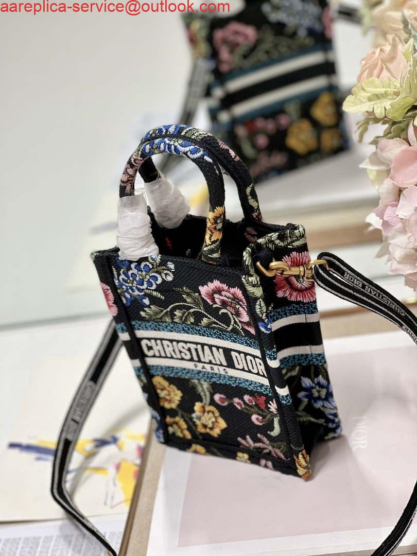 Replica Dior S5555 Mini Dior Book Tote Phone Bag black multicolor embroidery S1099 2 Replica Dior S5555 Mini Dior Book Tote Phone Bag black multicolor embroidery S1099 2