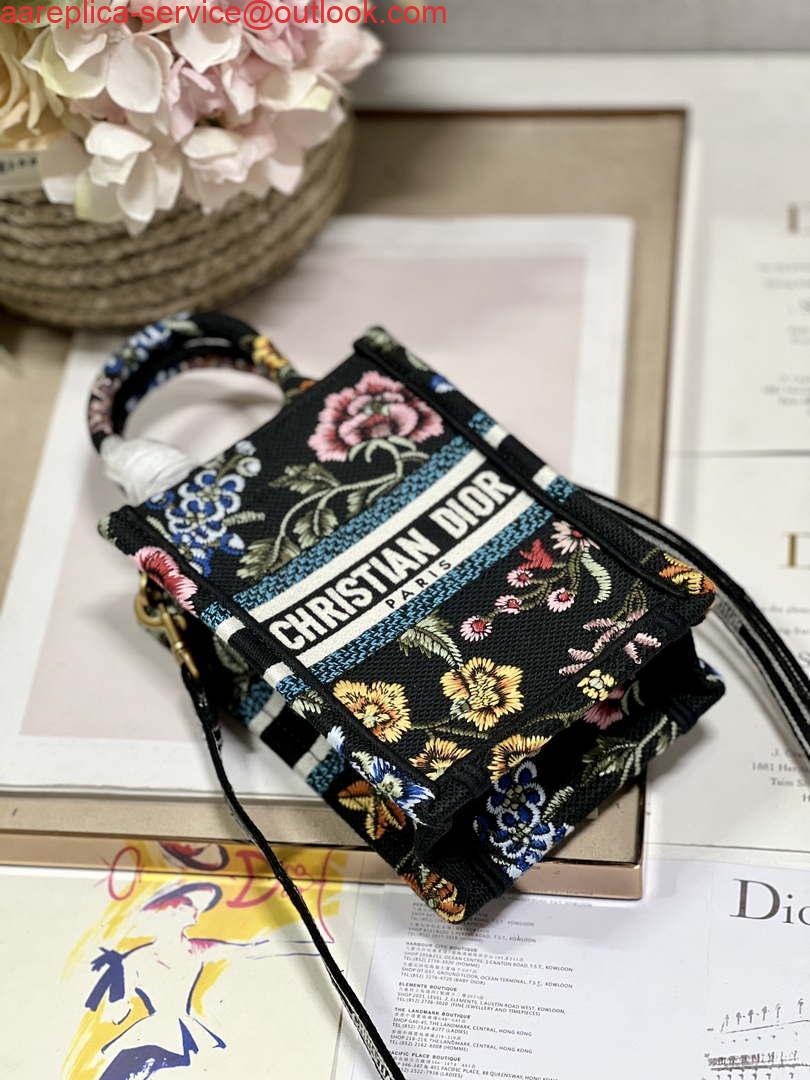 Replica Dior S5555 Mini Dior Book Tote Phone Bag black multicolor embroidery S1099 6 Replica Dior S5555 Mini Dior Book Tote Phone Bag black multicolor embroidery S1099 6