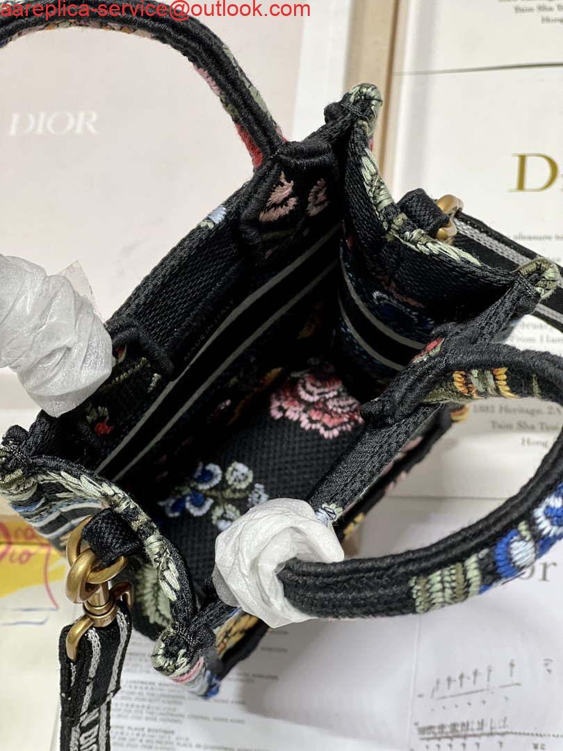 Replica Dior S5555 Mini Dior Book Tote Phone Bag black multicolor embroidery S1099 7 Replica Dior S5555 Mini Dior Book Tote Phone Bag black multicolor embroidery S1099 7